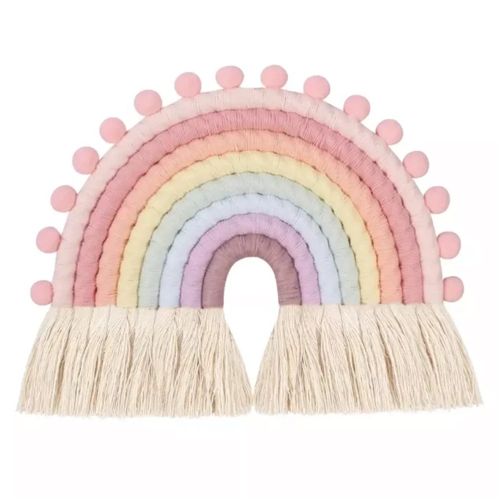 Rainbow woven macrame wall decor tapestry bedroom living room hanging Large - Picture 3 of 8